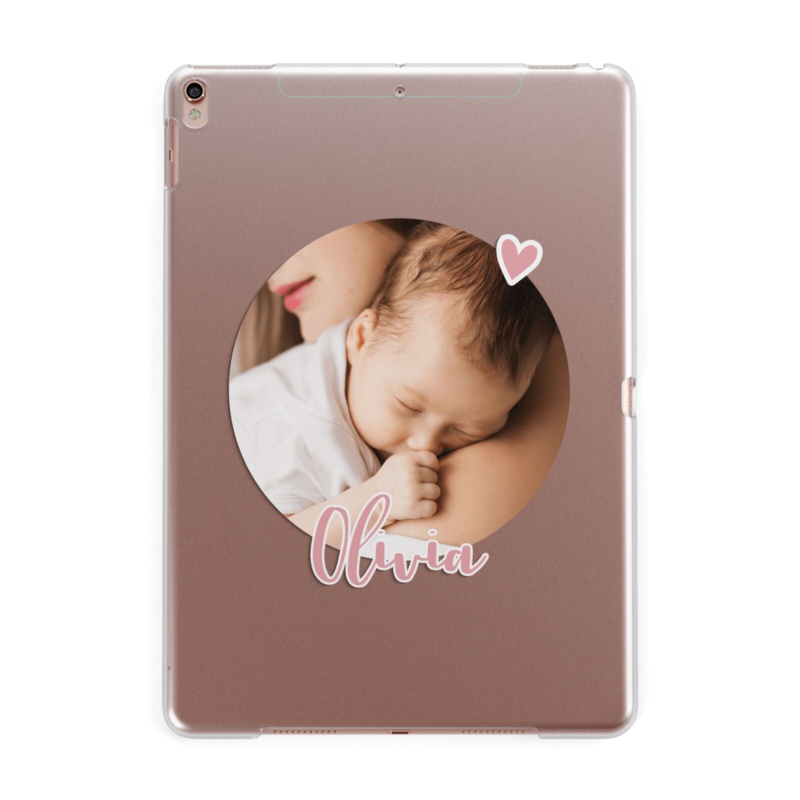 Round Photo Love Upload Apple iPad Rose Gold Case