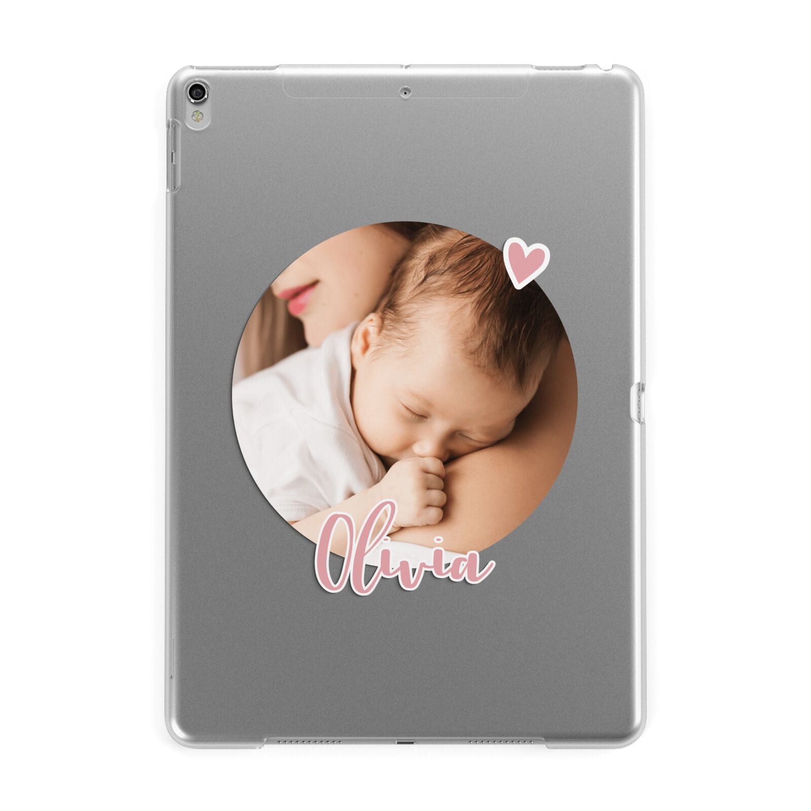 Round Photo Love Upload Apple iPad Silver Case