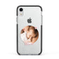 Round Photo Love Upload Apple iPhone XR Impact Case Black Edge on Silver Phone