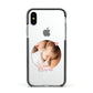 Round Photo Love Upload Apple iPhone Xs Impact Case Black Edge on Silver Phone