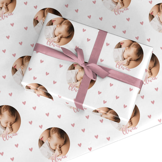 Round Photo Love Upload Custom Wrapping Paper