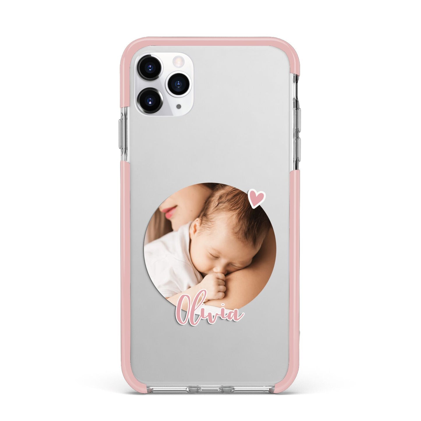 Round Photo Love Upload iPhone 11 Pro Max Impact Pink Edge Case