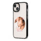 Round Photo Love Upload iPhone 13 Black Impact Case Side Angle on Silver phone