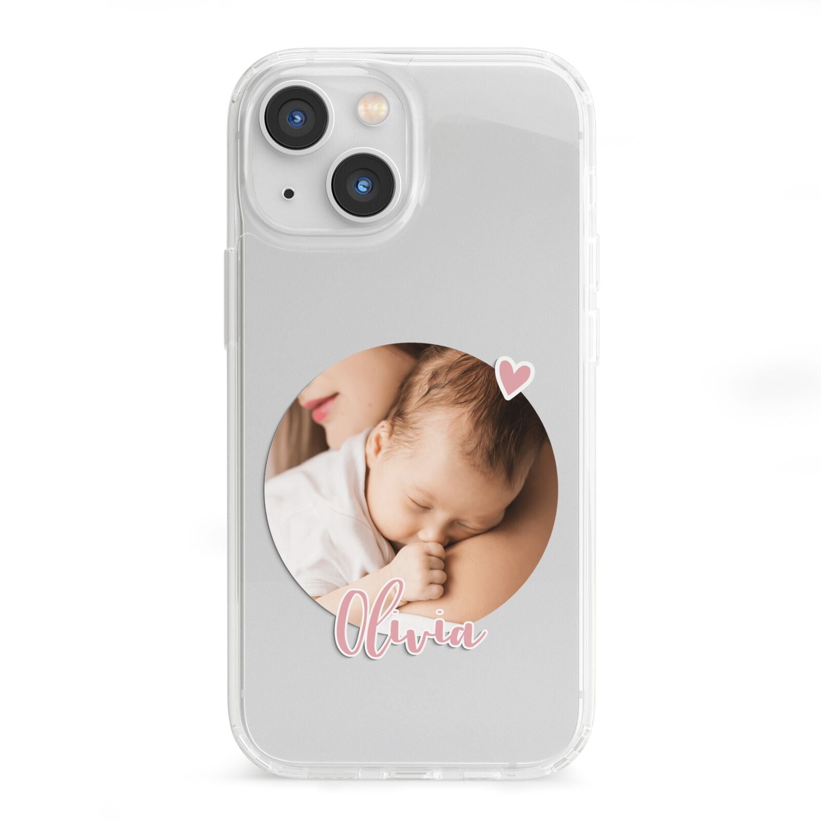 Round Photo Love Upload iPhone 13 Mini Clear Bumper Case