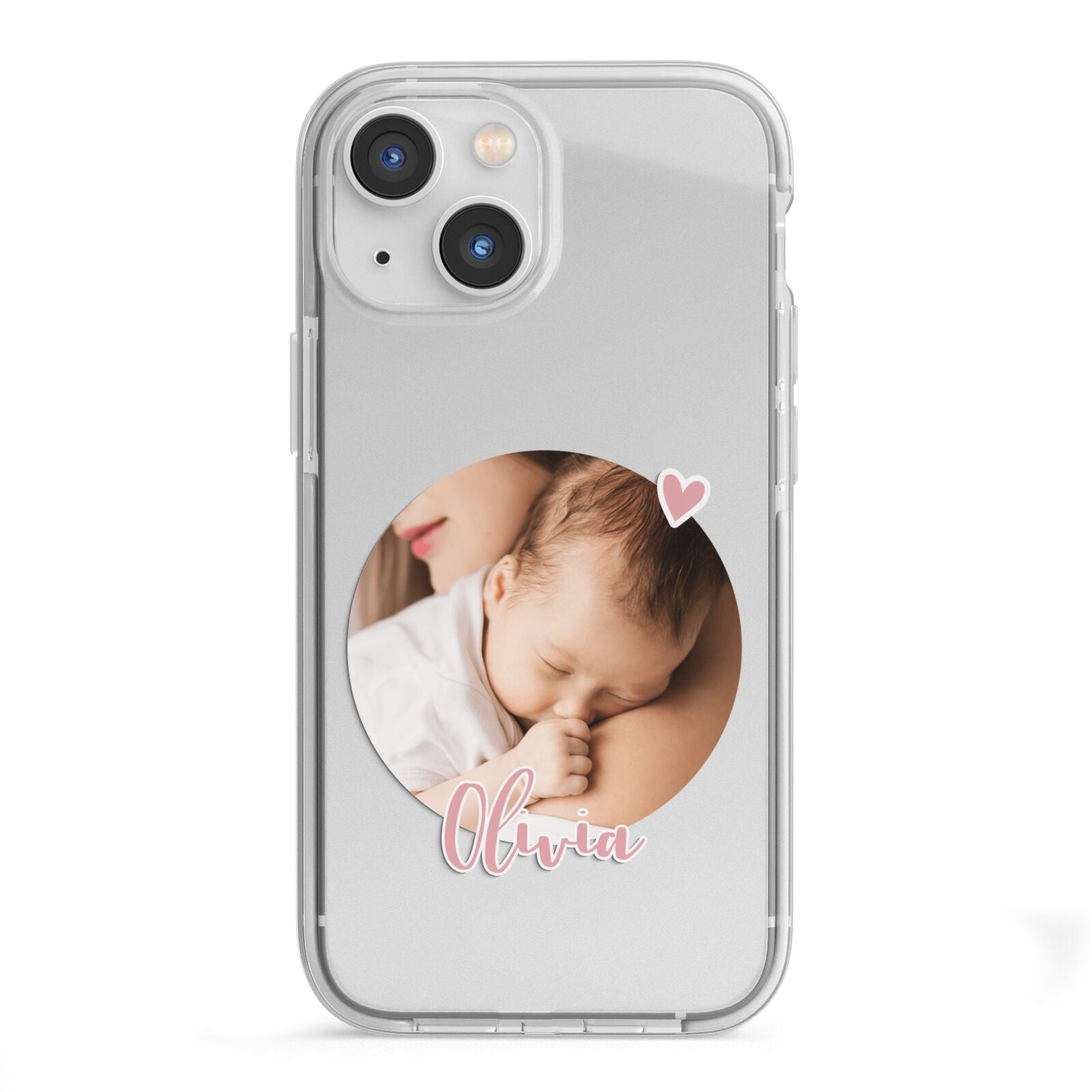Round Photo Love Upload iPhone 13 Mini TPU Impact Case with White Edges