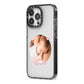 Round Photo Love Upload iPhone 13 Pro Black Impact Case Side Angle on Silver phone
