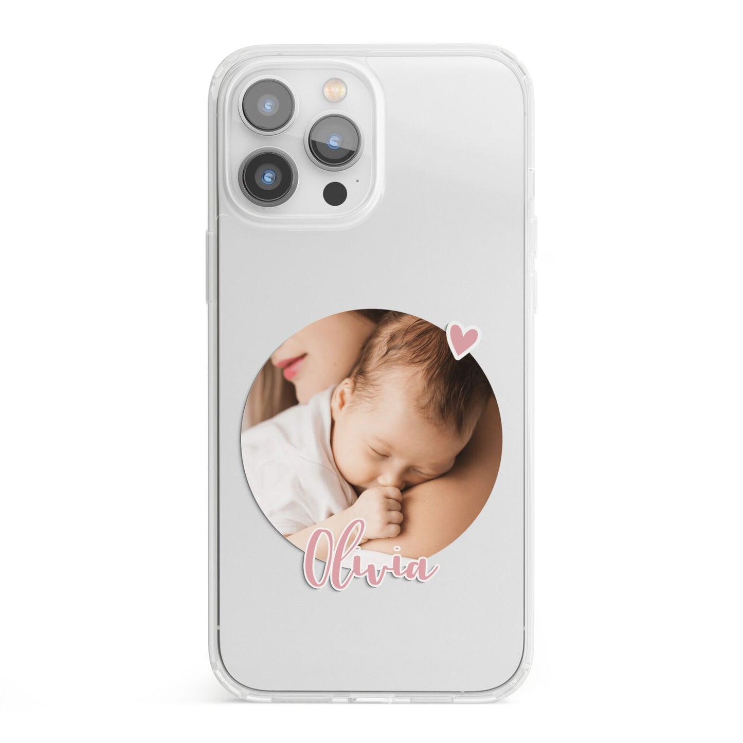 Round Photo Love Upload iPhone 13 Pro Max Clear Bumper Case