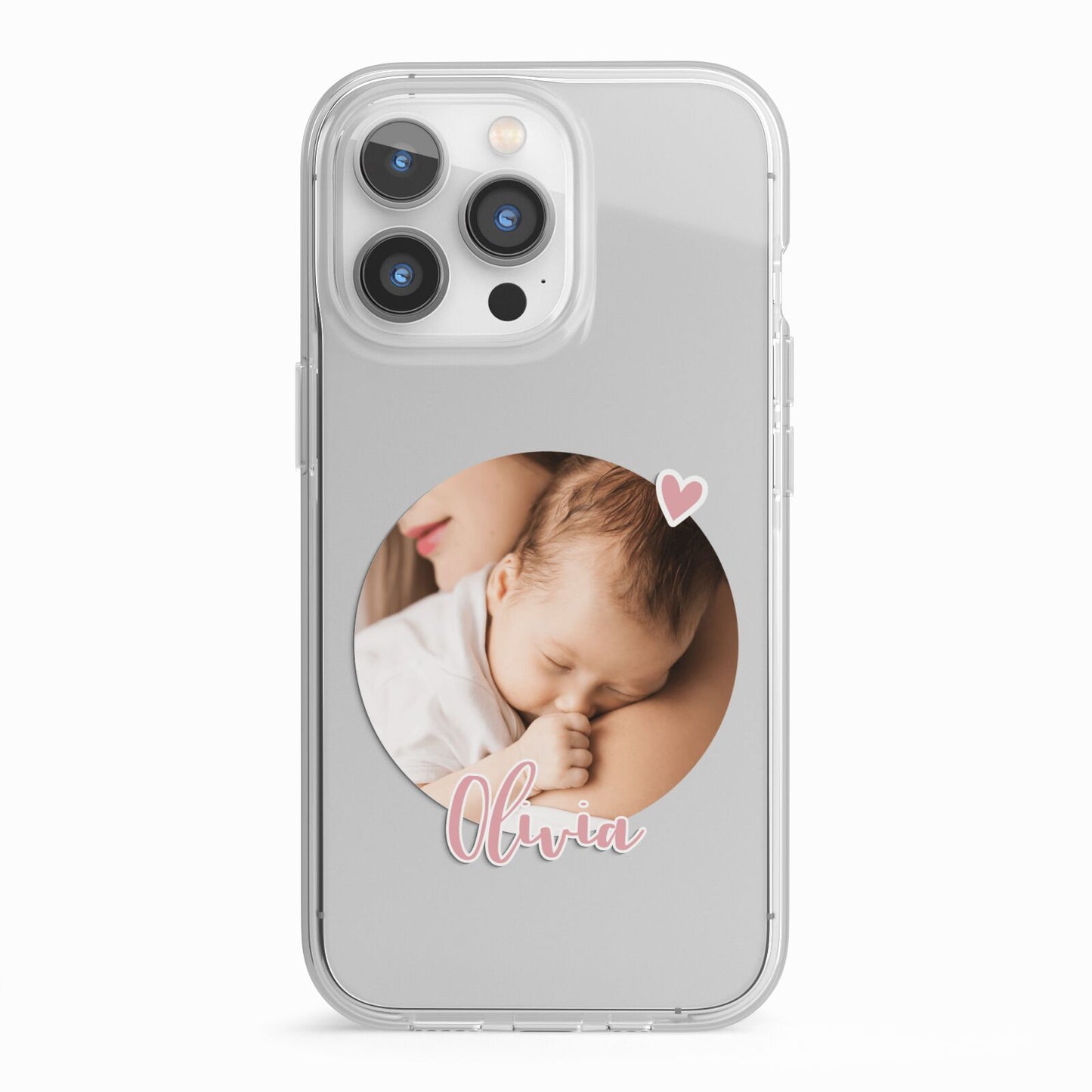 Round Photo Love Upload iPhone 13 Pro TPU Impact Case with White Edges