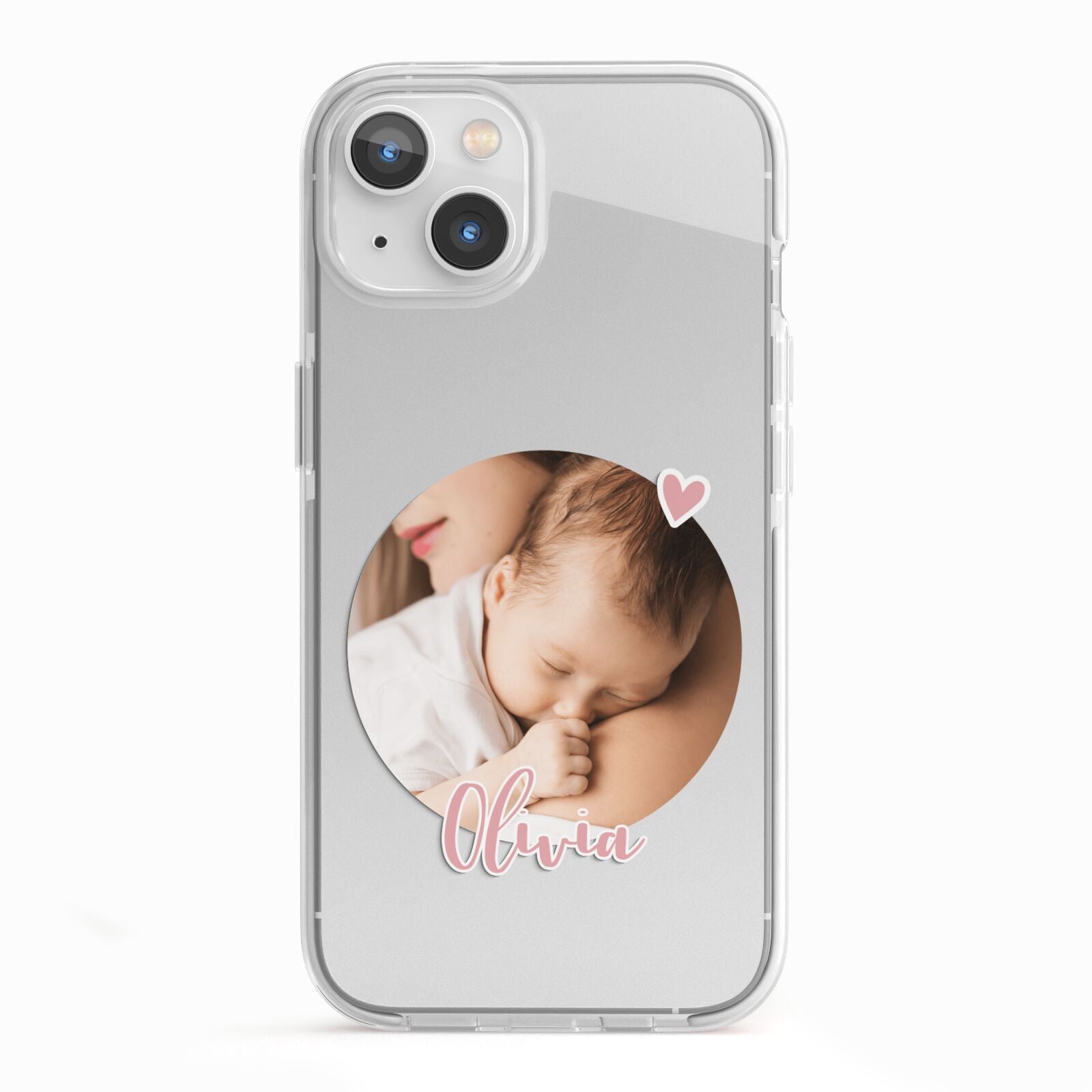 Round Photo Love Upload iPhone 13 TPU Impact Case with White Edges