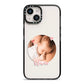 Round Photo Love Upload iPhone 14 Black Impact Case on Silver phone