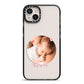 Round Photo Love Upload iPhone 14 Plus Black Impact Case on Silver phone