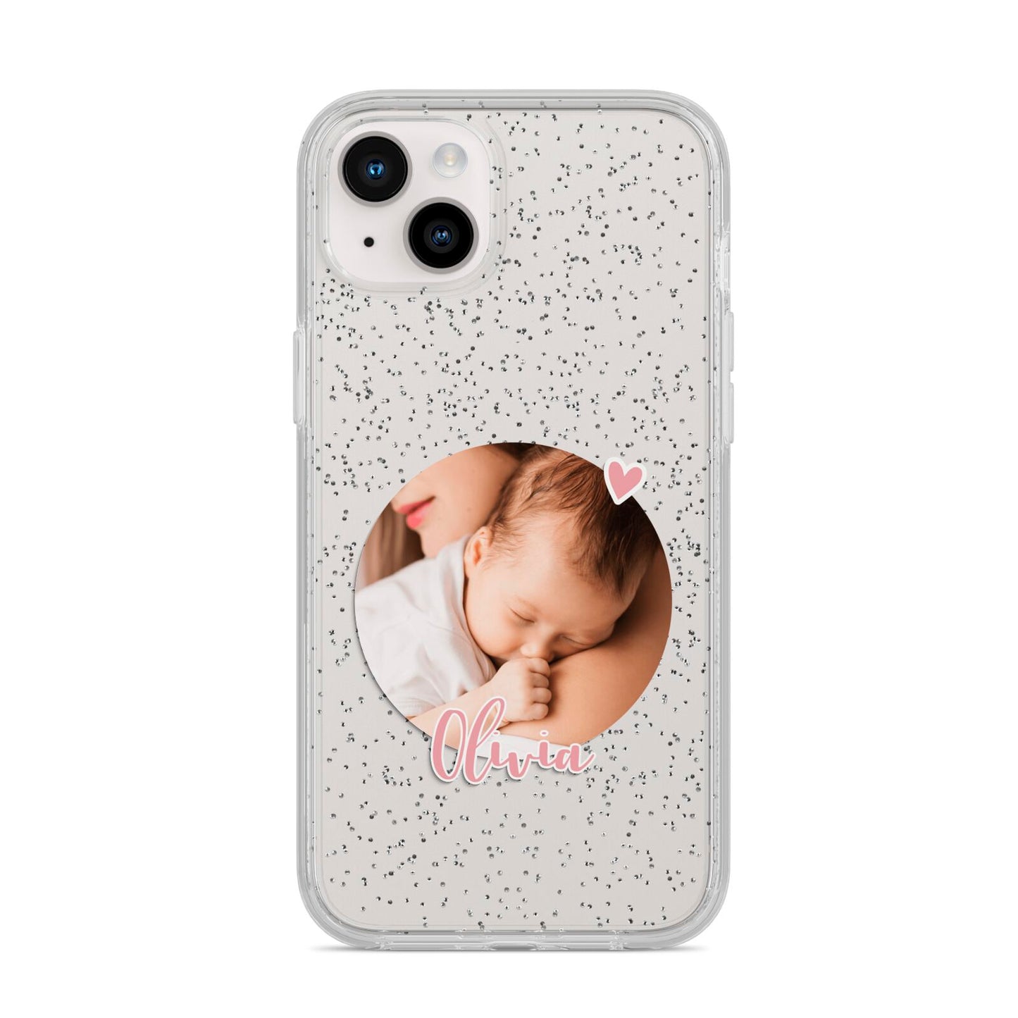 Round Photo Love Upload iPhone 14 Plus Glitter Tough Case Starlight