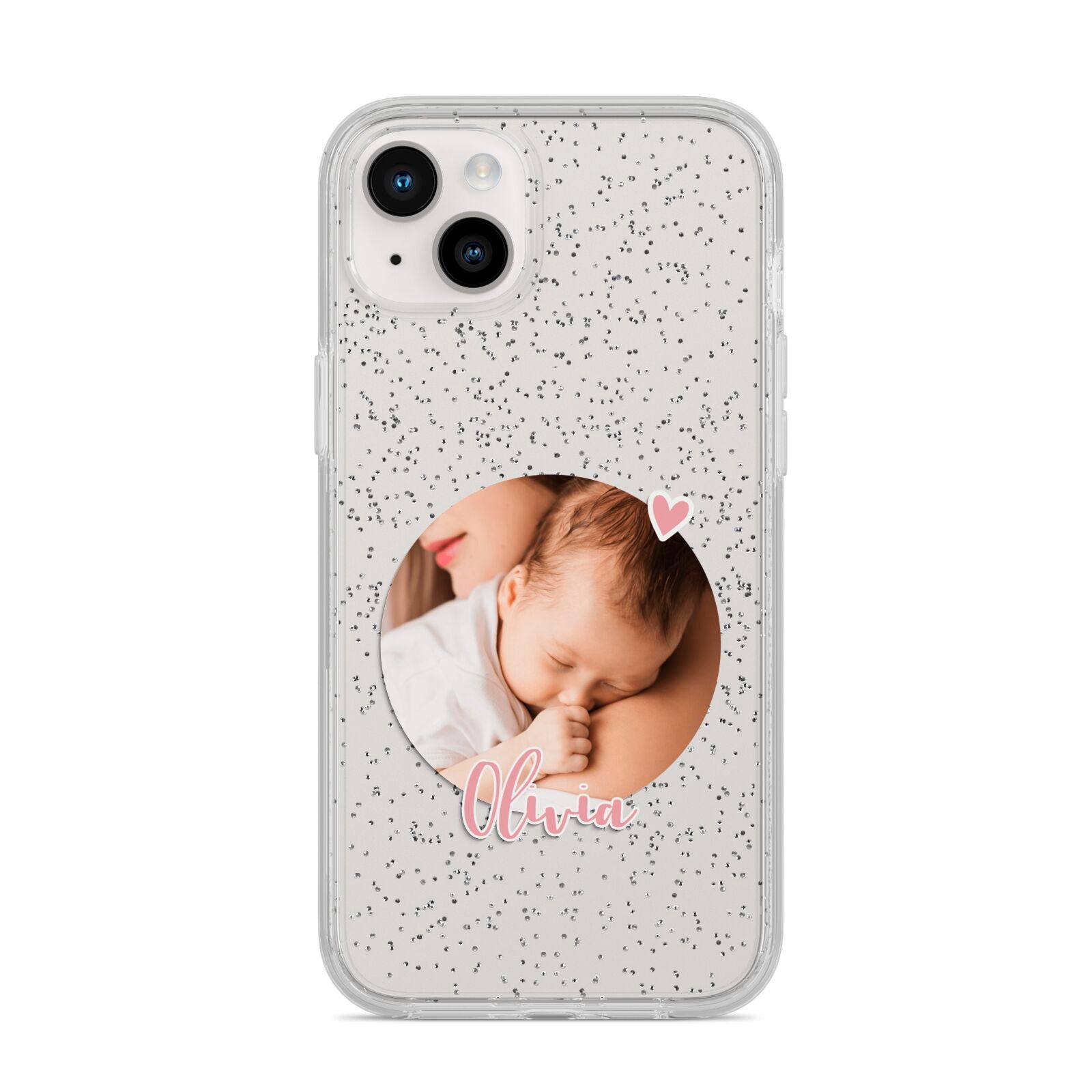 Round Photo Love Upload iPhone 14 Plus Glitter Tough Case Starlight