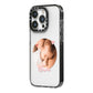 Round Photo Love Upload iPhone 14 Pro Black Impact Case Side Angle on Silver phone