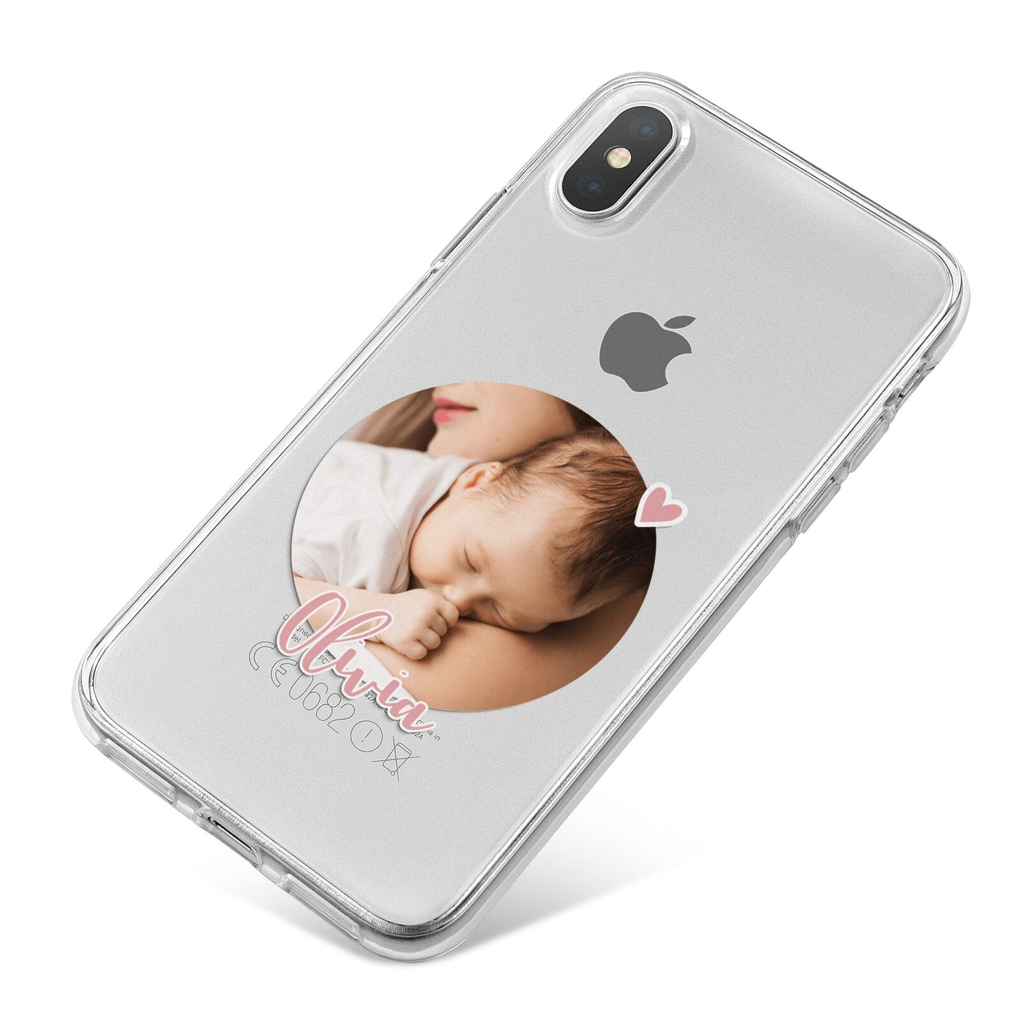 Round Photo Love Upload iPhone X Bumper Case on Silver iPhone