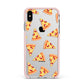 Rubies on Cartoon Pizza Slices Apple iPhone Xs Max Impact Case Pink Edge on Silver Phone