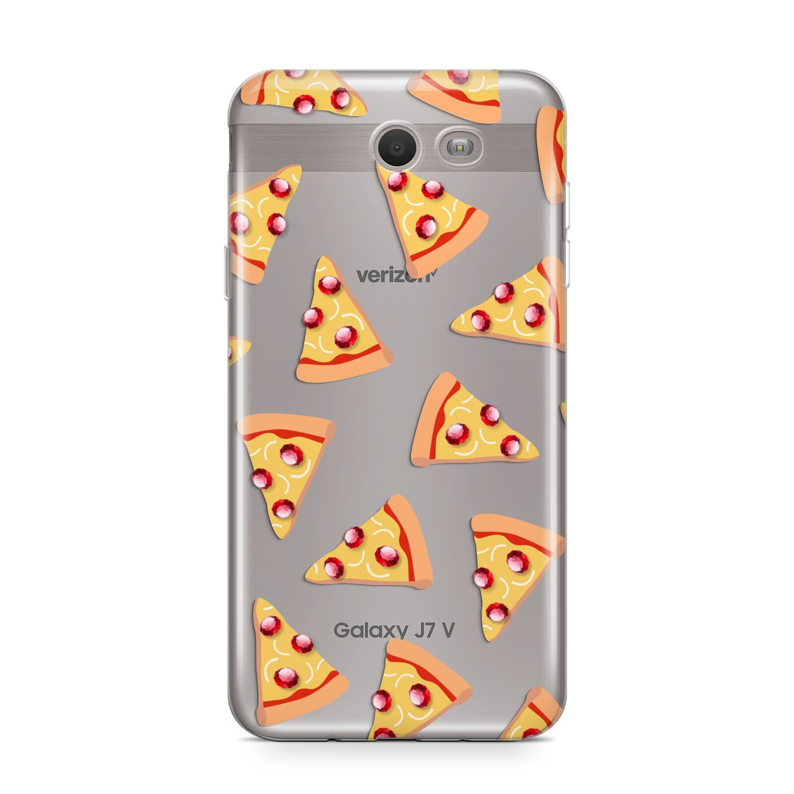 Rubies on Cartoon Pizza Slices Samsung Galaxy J7 2017 Case