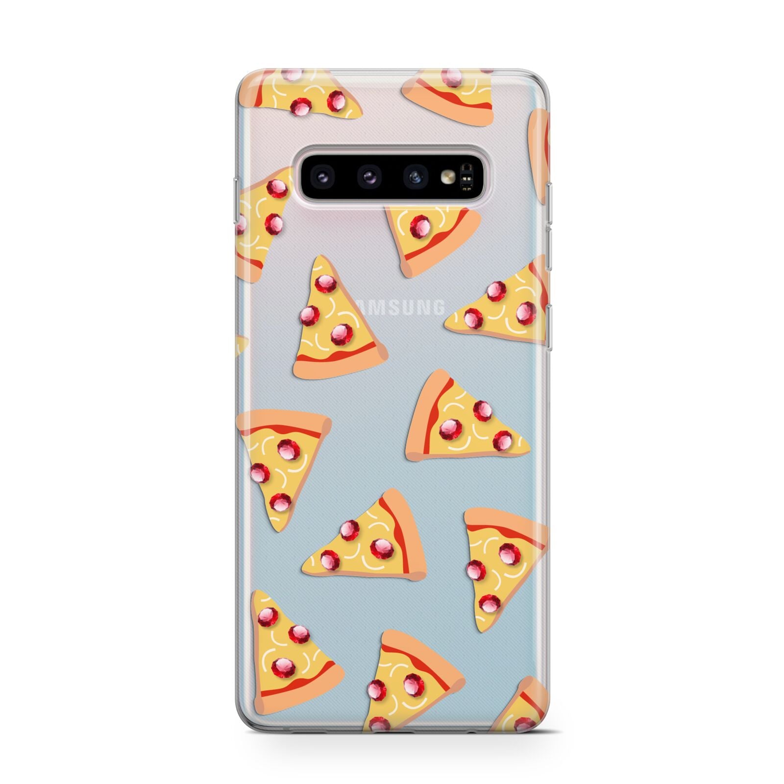 Rubies on Cartoon Pizza Slices Samsung Galaxy S10 Case