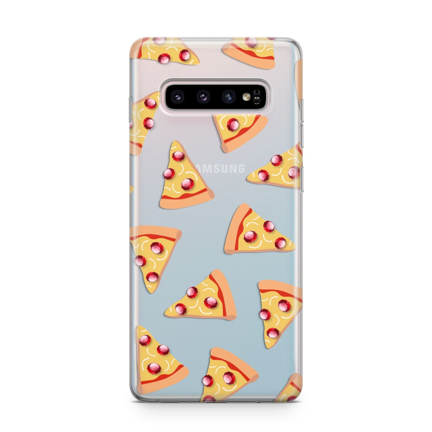 Rubies on Cartoon Pizza Slices Samsung Galaxy S10 Plus Case