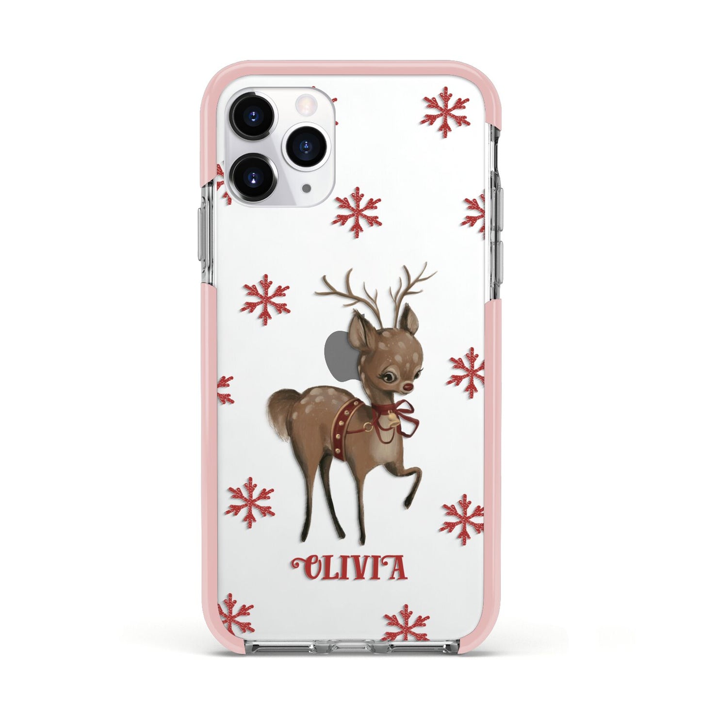Rudolph Delivery Apple iPhone 11 Pro in Silver with Pink Impact Case