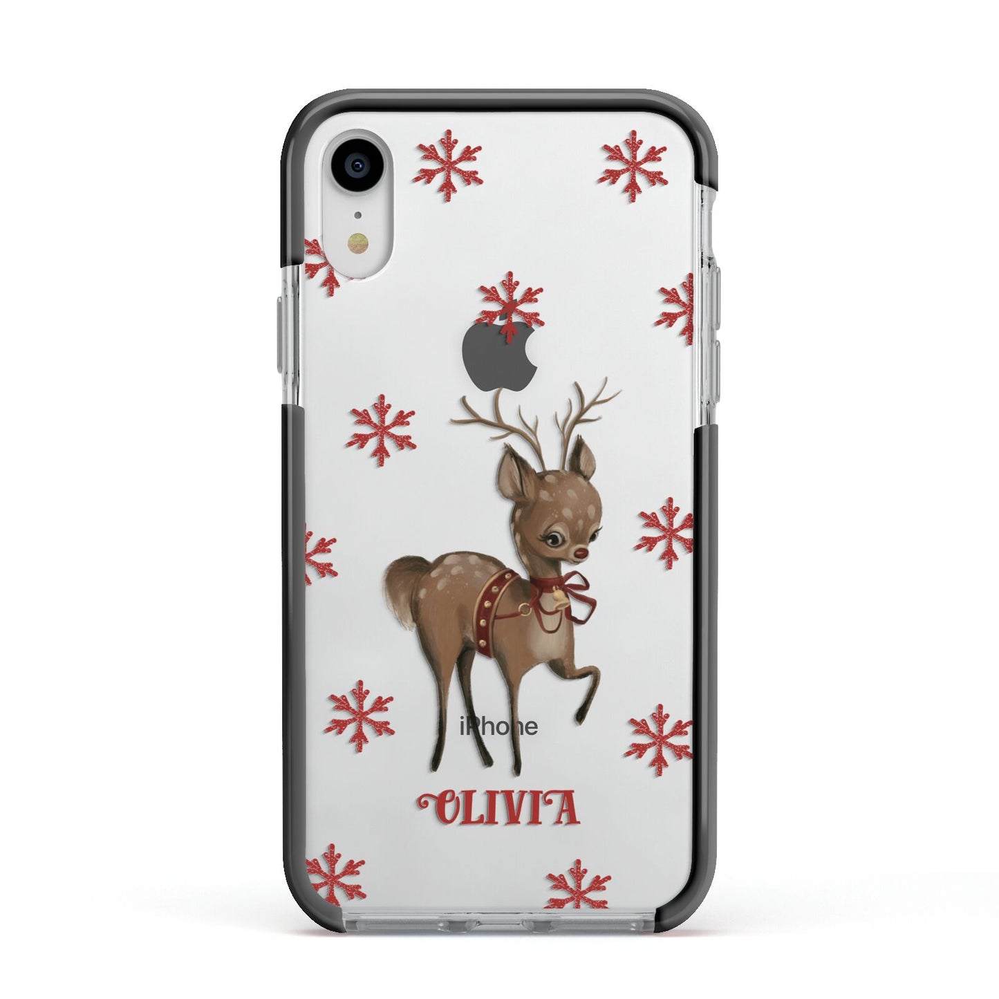 Rudolph Delivery Apple iPhone XR Impact Case Black Edge on Silver Phone