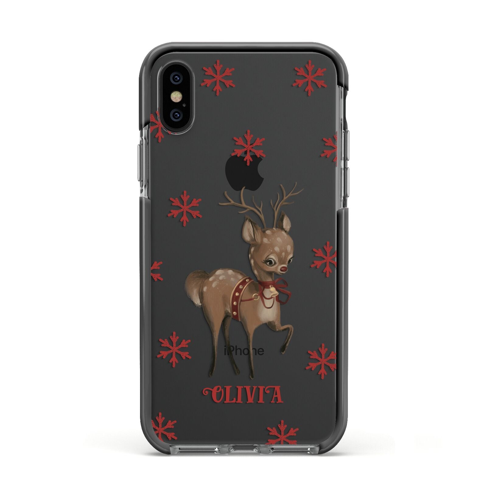 Rudolph Delivery Apple iPhone Xs Impact Case Black Edge on Black Phone
