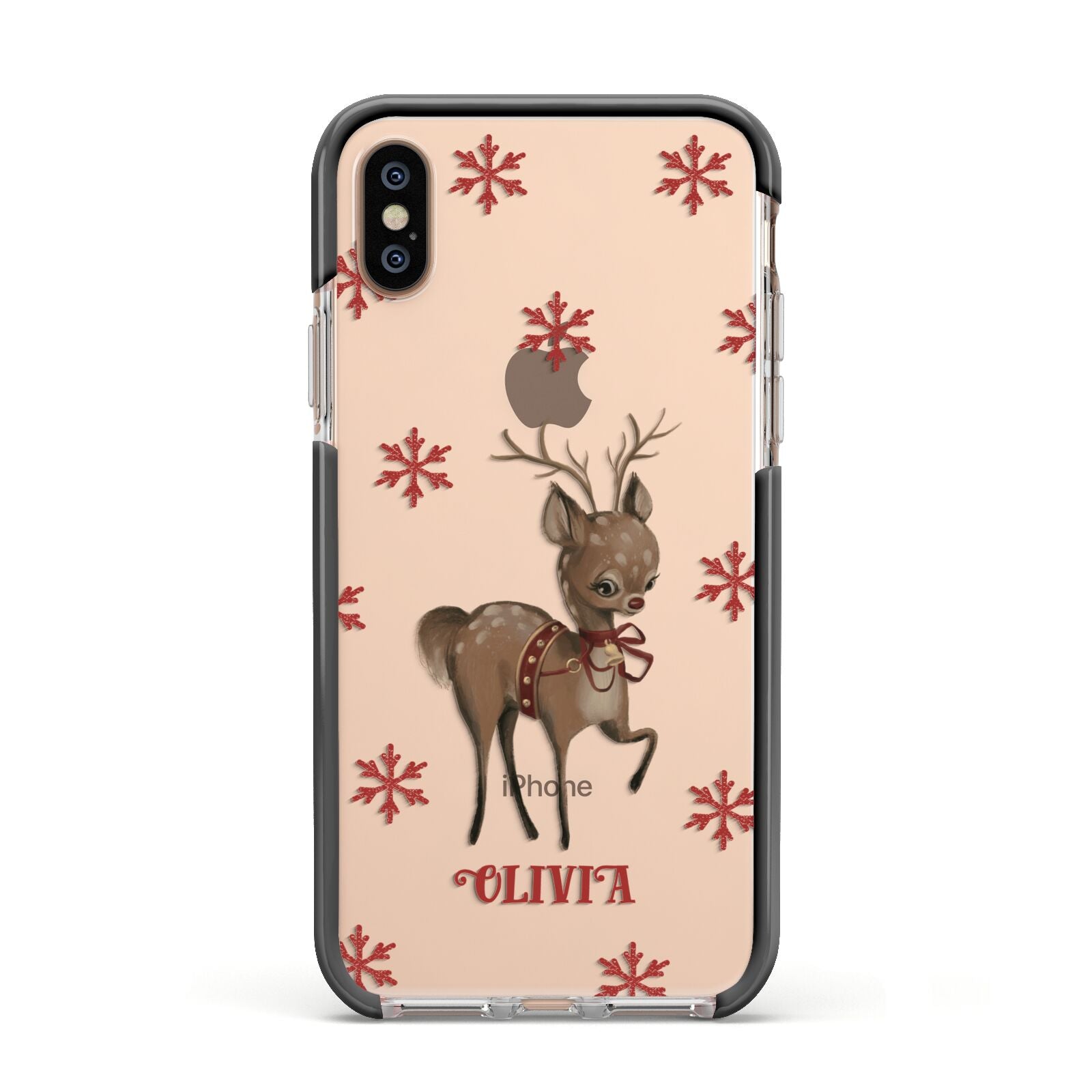 Rudolph Delivery Apple iPhone Xs Impact Case Black Edge on Gold Phone