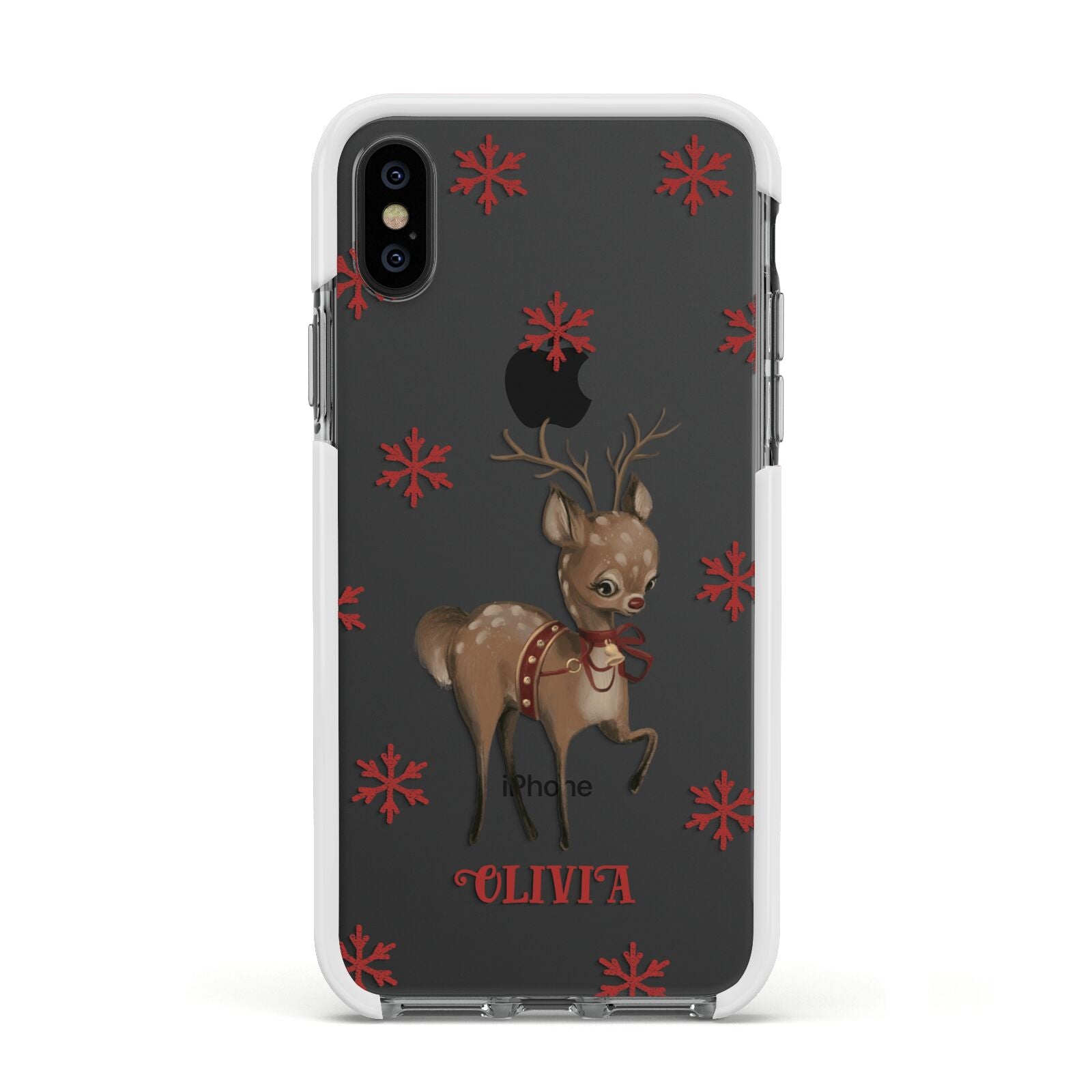 Rudolph Delivery Apple iPhone Xs Impact Case White Edge on Black Phone