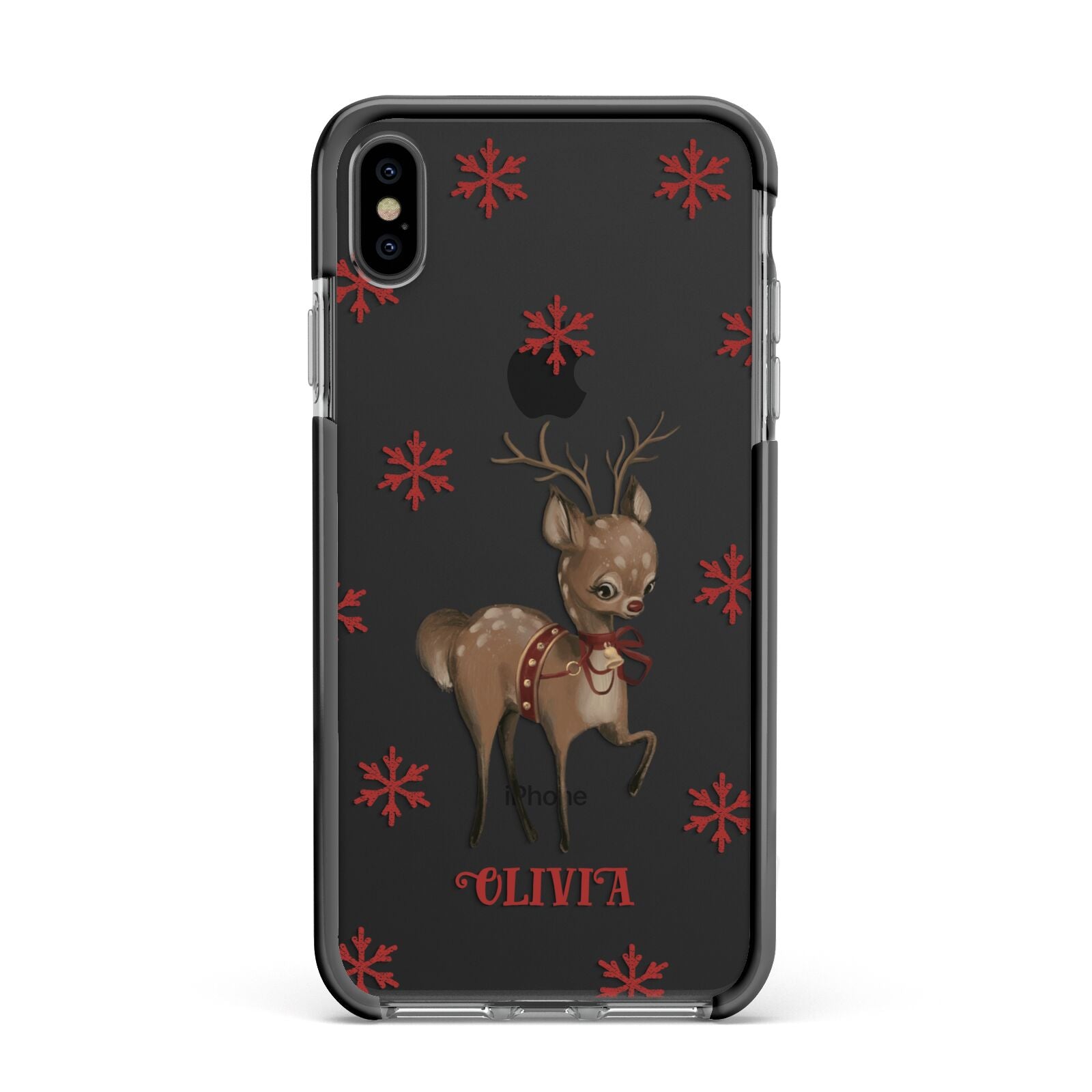 Rudolph Delivery Apple iPhone Xs Max Impact Case Black Edge on Black Phone