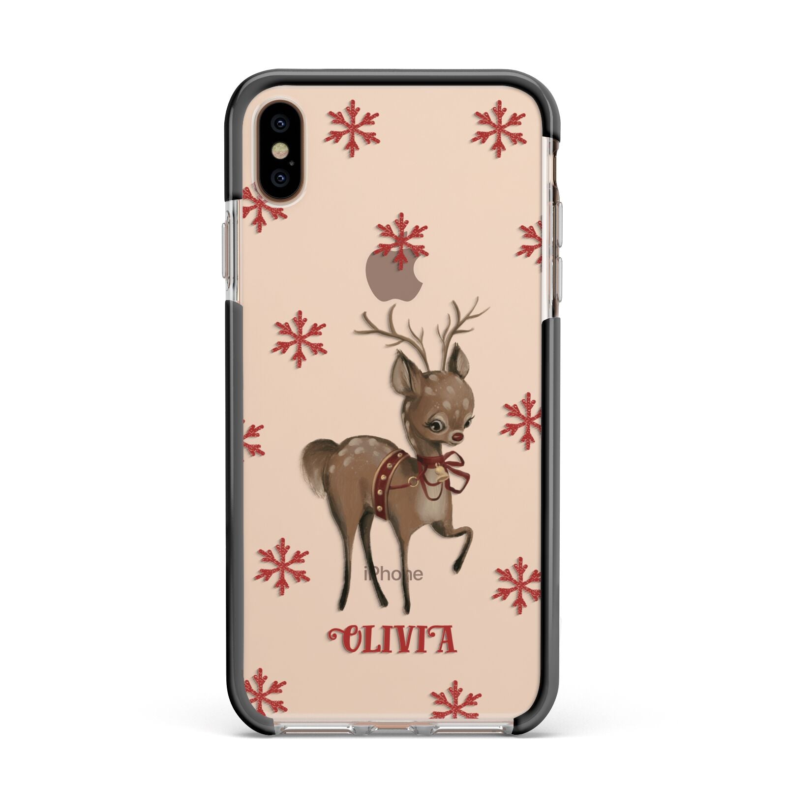 Rudolph Delivery Apple iPhone Xs Max Impact Case Black Edge on Gold Phone