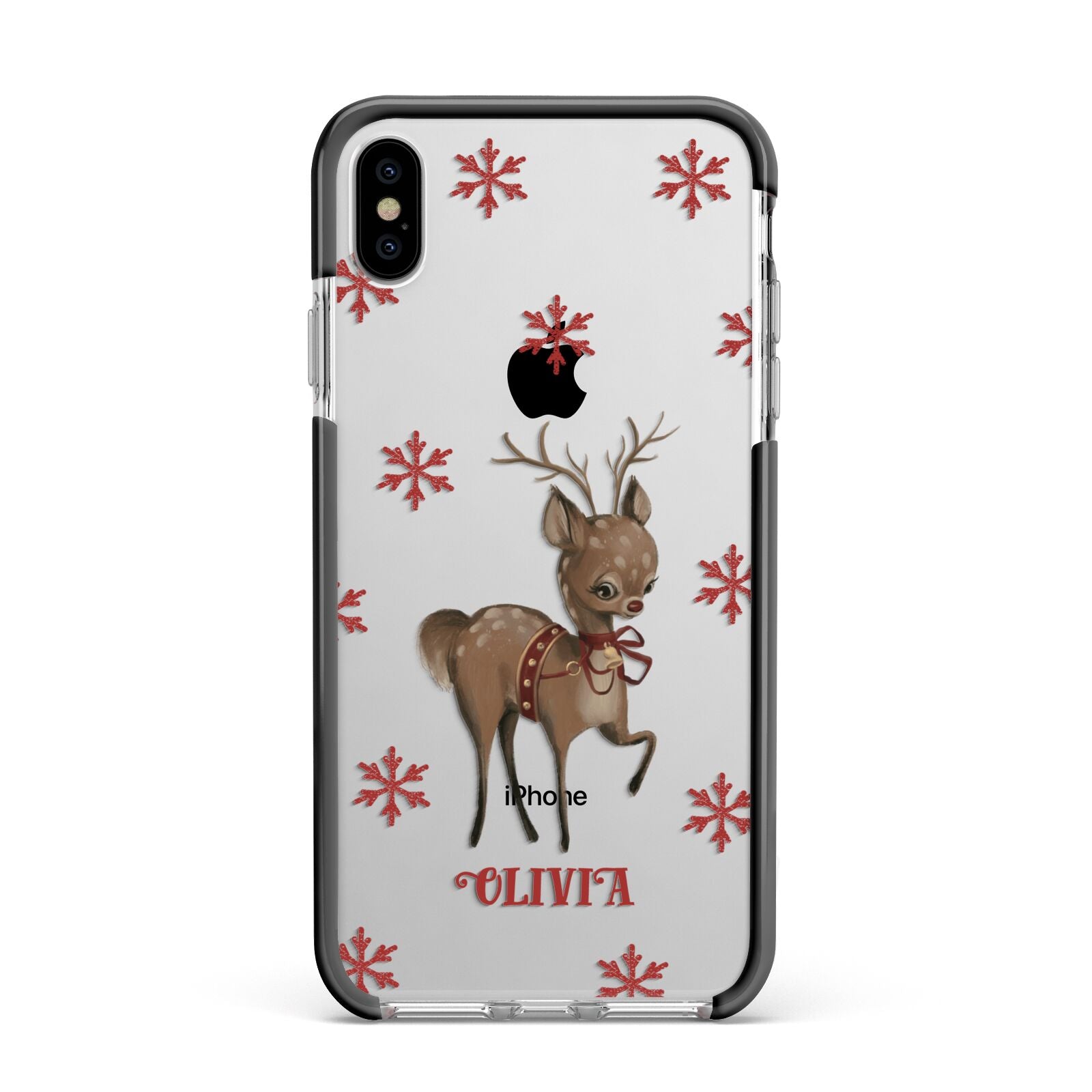 Rudolph Delivery Apple iPhone Xs Max Impact Case Black Edge on Silver Phone
