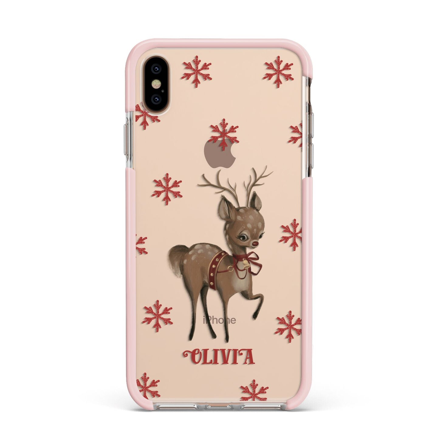 Rudolph Delivery Apple iPhone Xs Max Impact Case Pink Edge on Gold Phone
