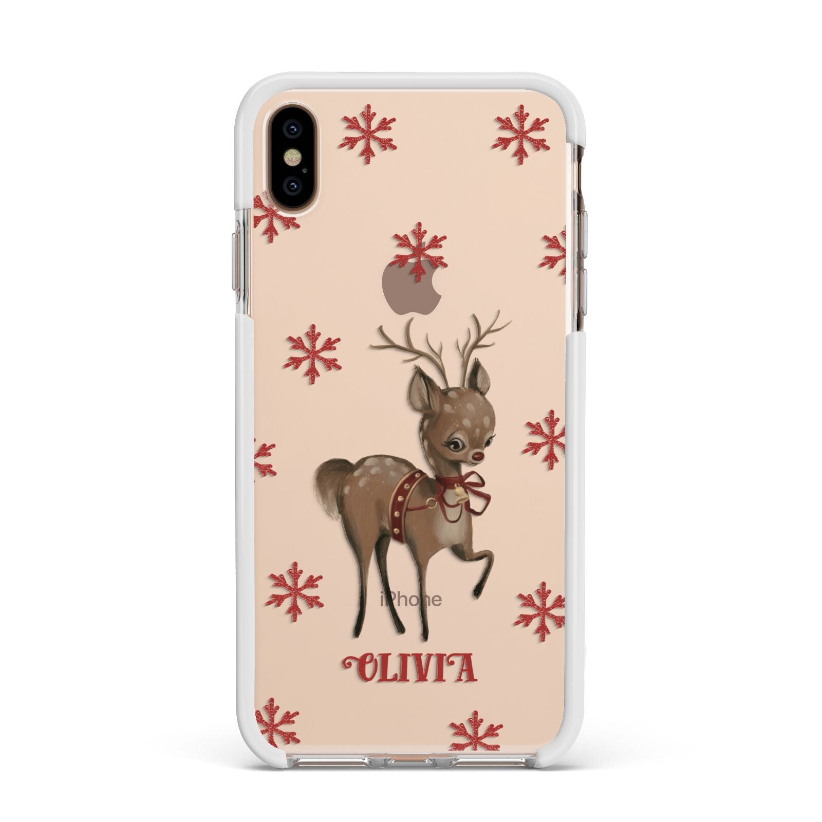 Rudolph Delivery Apple iPhone Xs Max Impact Case White Edge on Gold Phone