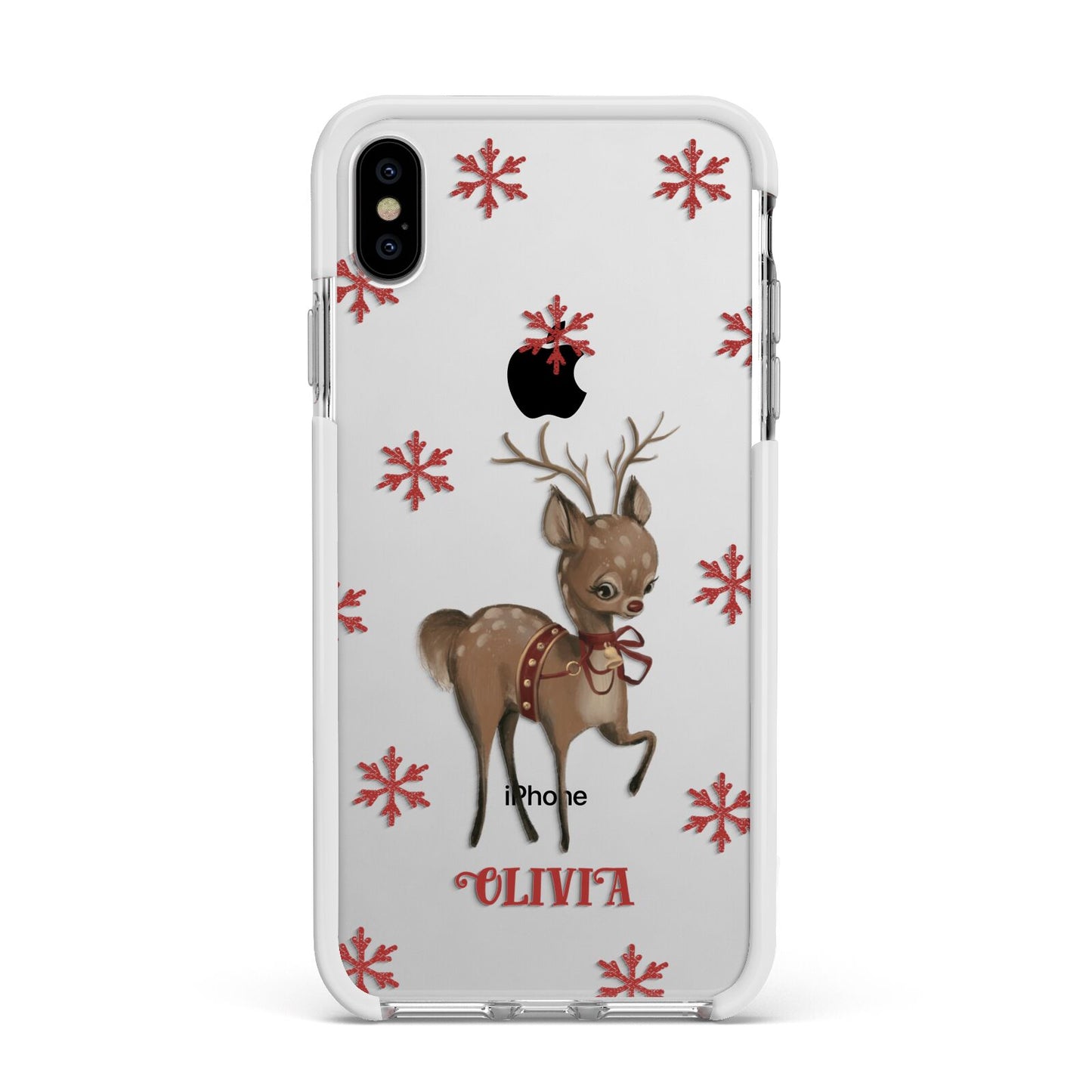 Rudolph Delivery Apple iPhone Xs Max Impact Case White Edge on Silver Phone