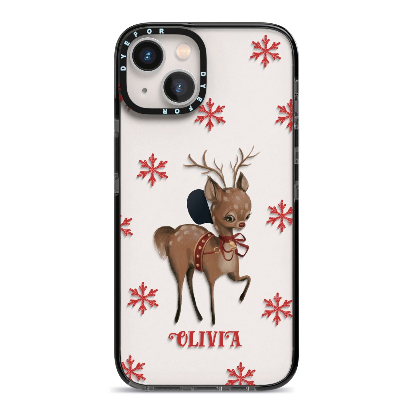 Rudolph Delivery iPhone 13 Black Impact Case on Silver phone