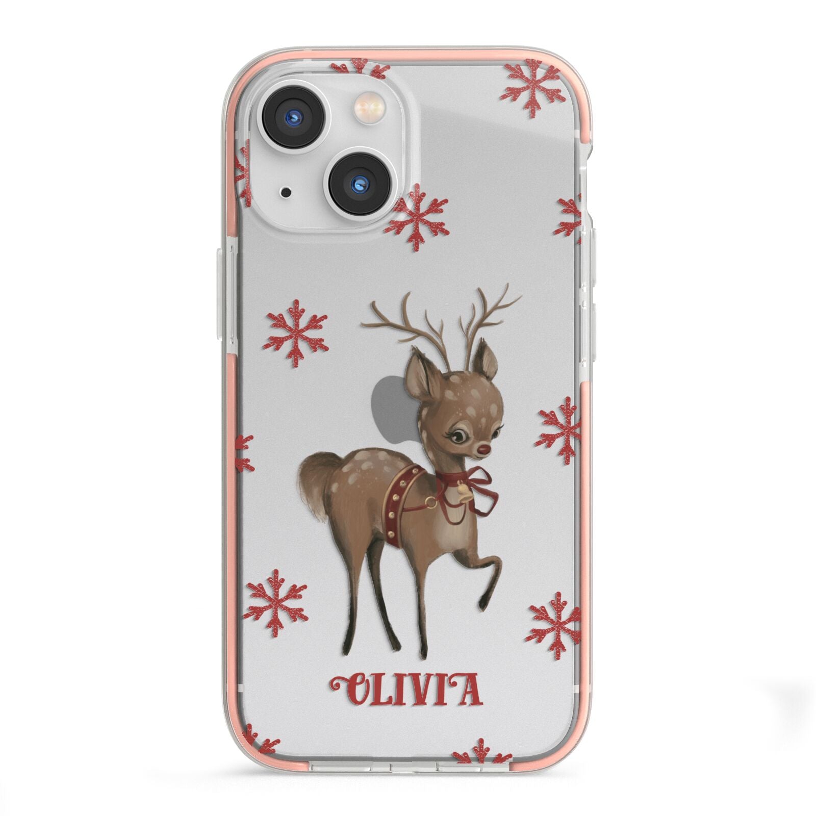Rudolph Delivery iPhone 13 Mini TPU Impact Case with Pink Edges