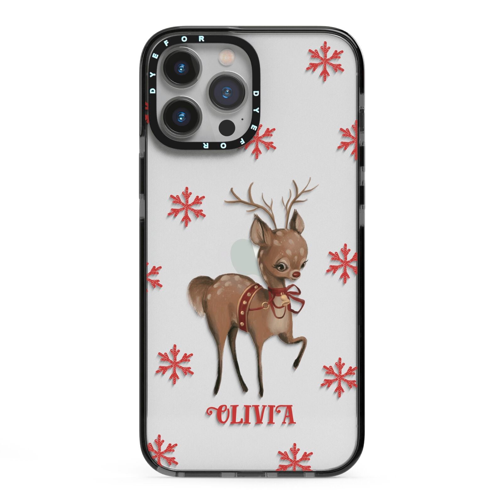 Rudolph Delivery iPhone 13 Pro Max Black Impact Case on Silver phone