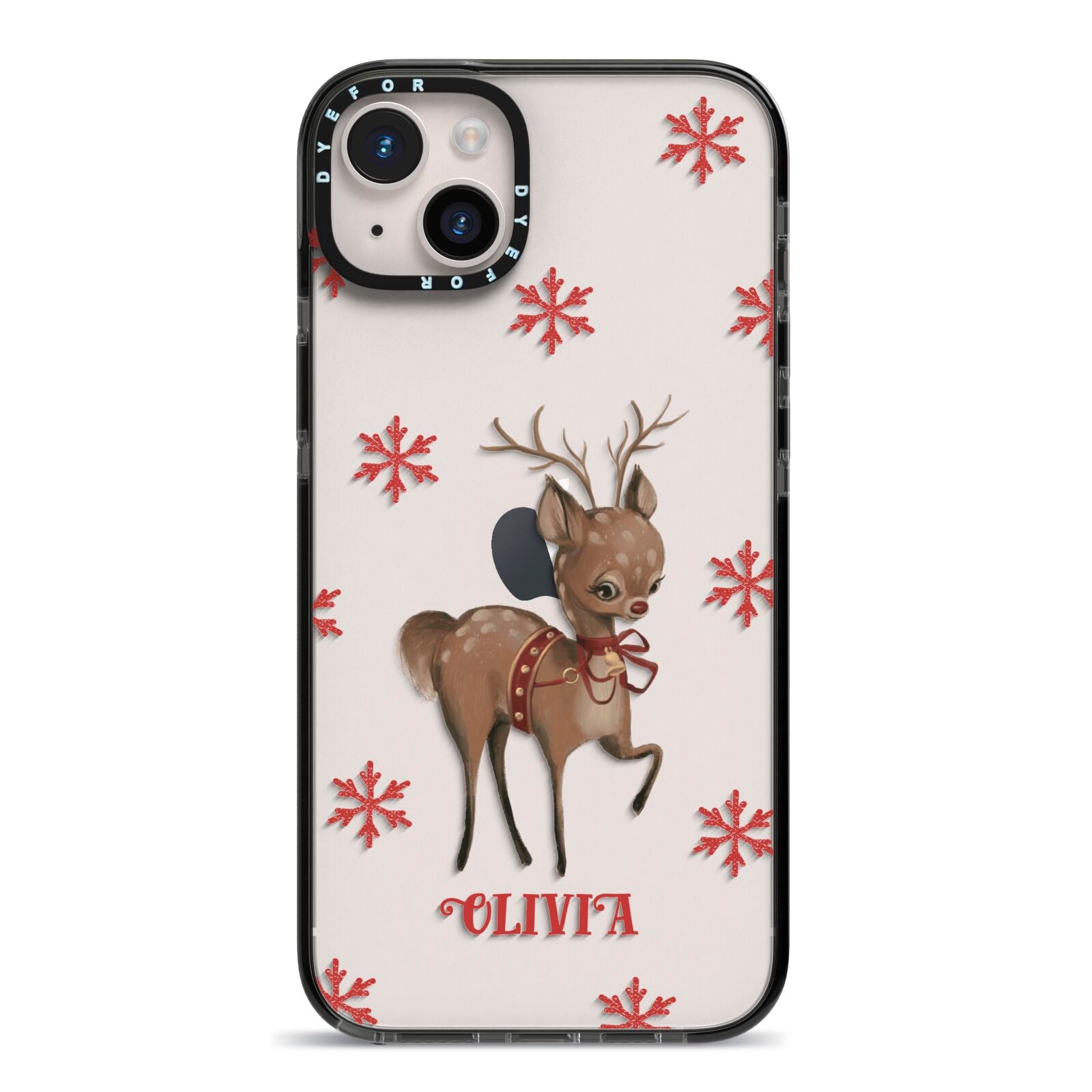 Rudolph Delivery iPhone 14 Plus Black Impact Case on Silver phone
