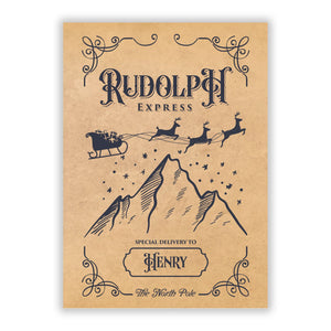 Rudolph Express Custom Greetings Card