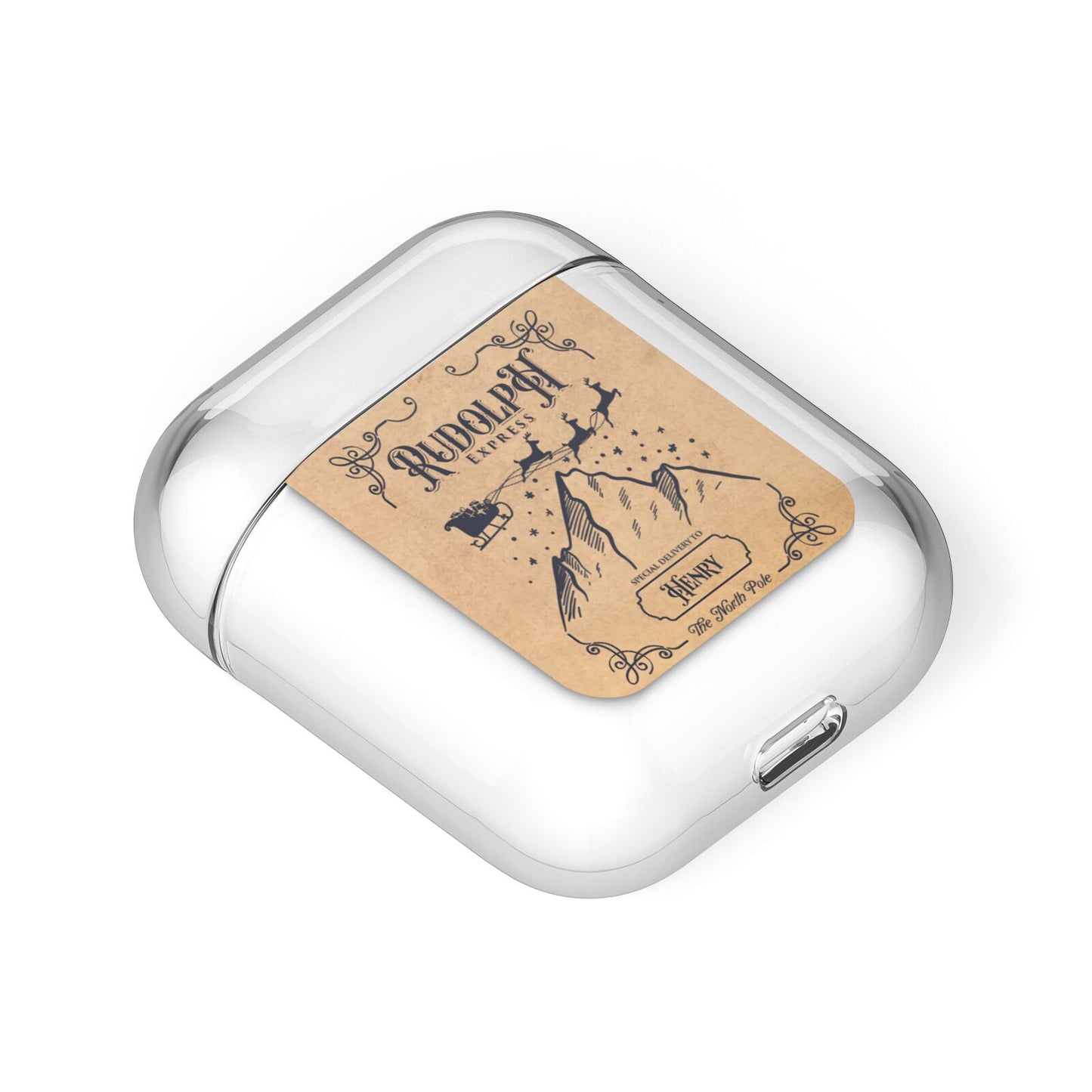 Rudolph Express Custom AirPods Case Laid Flat
