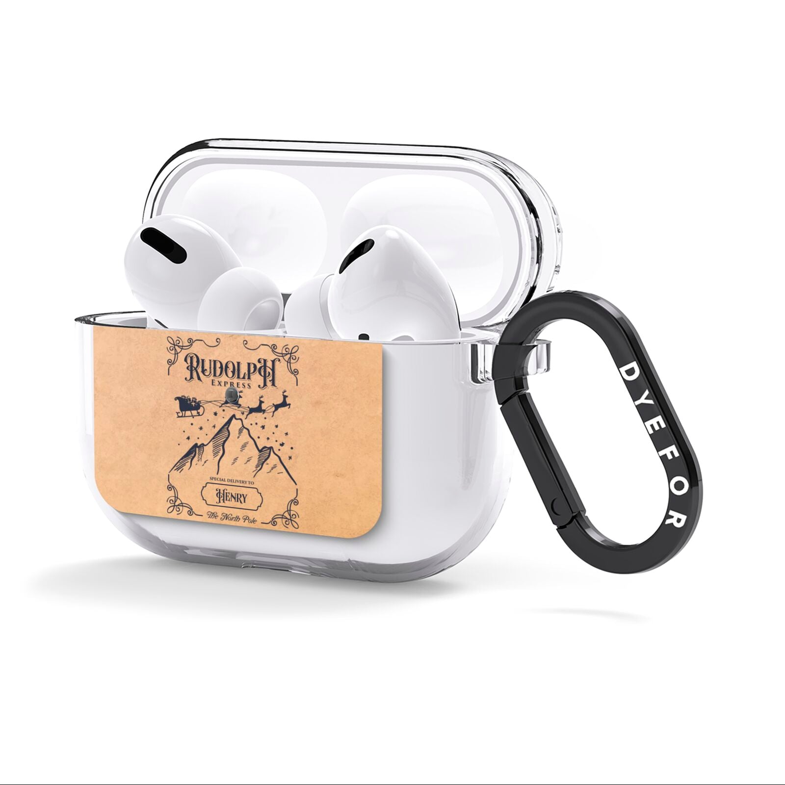 Rudolph Express Custom AirPods Clear Case 3rd Gen Side Image