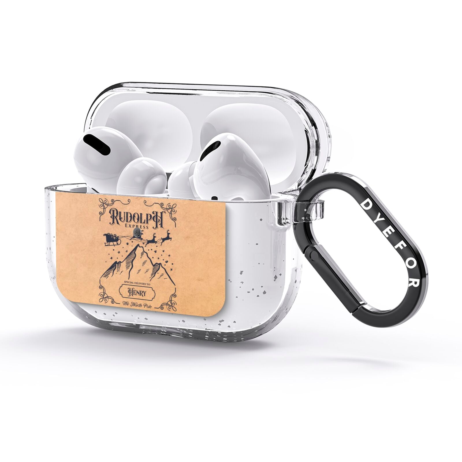 Rudolph Express Custom AirPods Glitter Case 3rd Gen Side Image