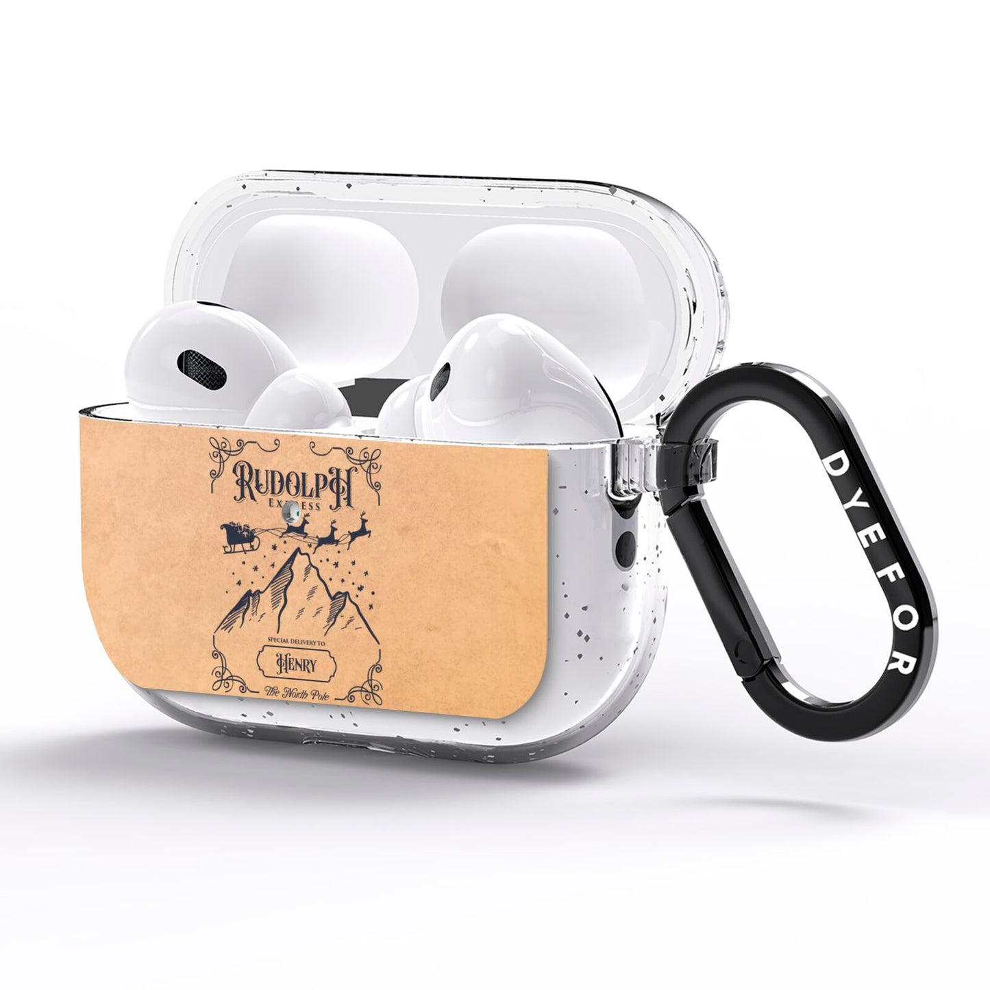 Rudolph Express Custom AirPods Pro Glitter Case Side Image