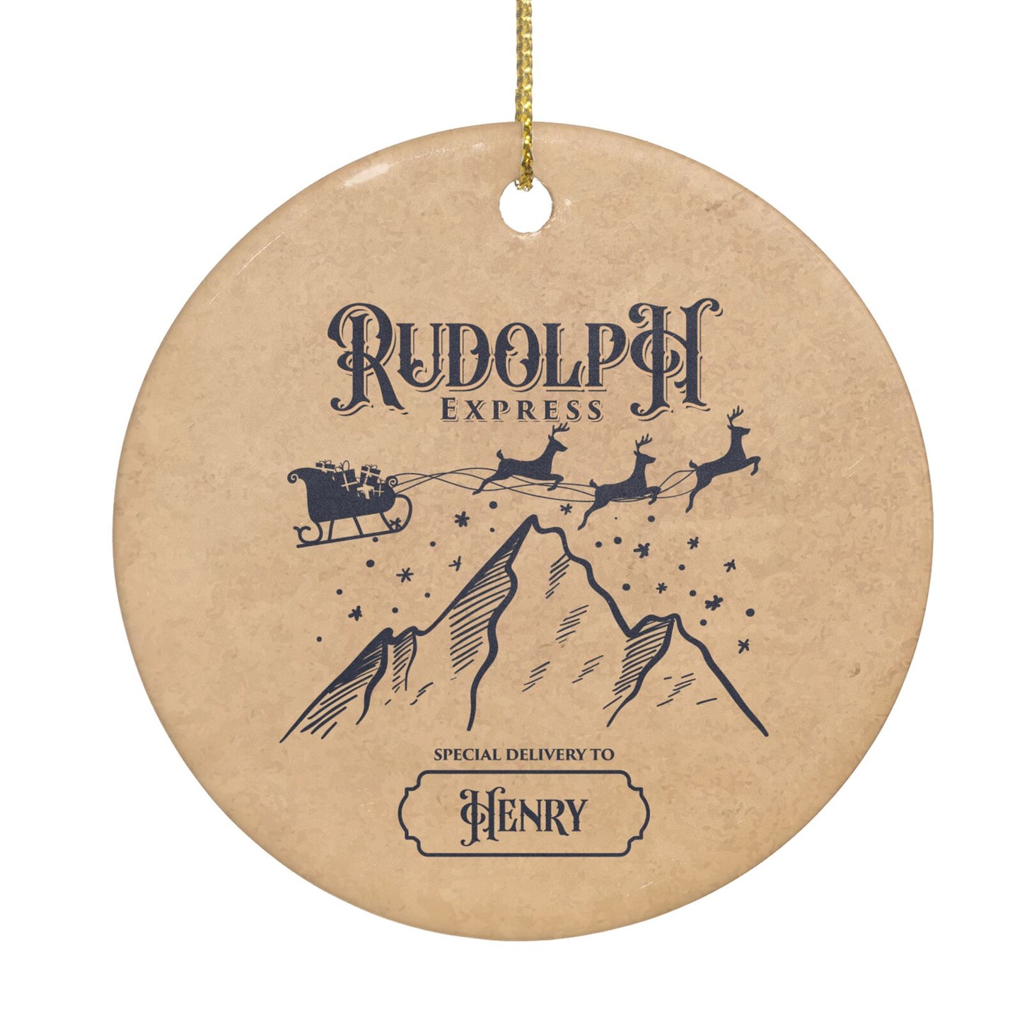 Rudolph Express Custom Circle Decoration Back Image
