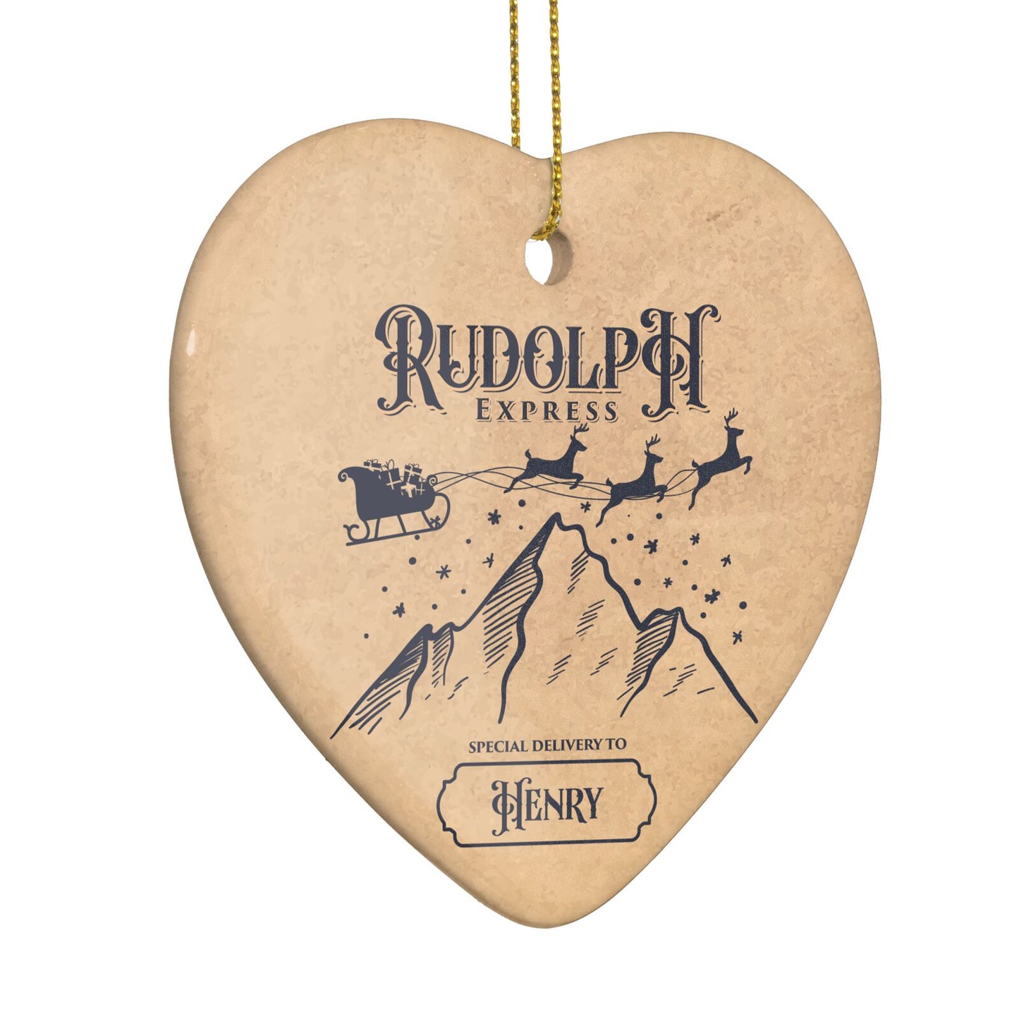 Rudolph Express Custom Heart Decoration Side Angle