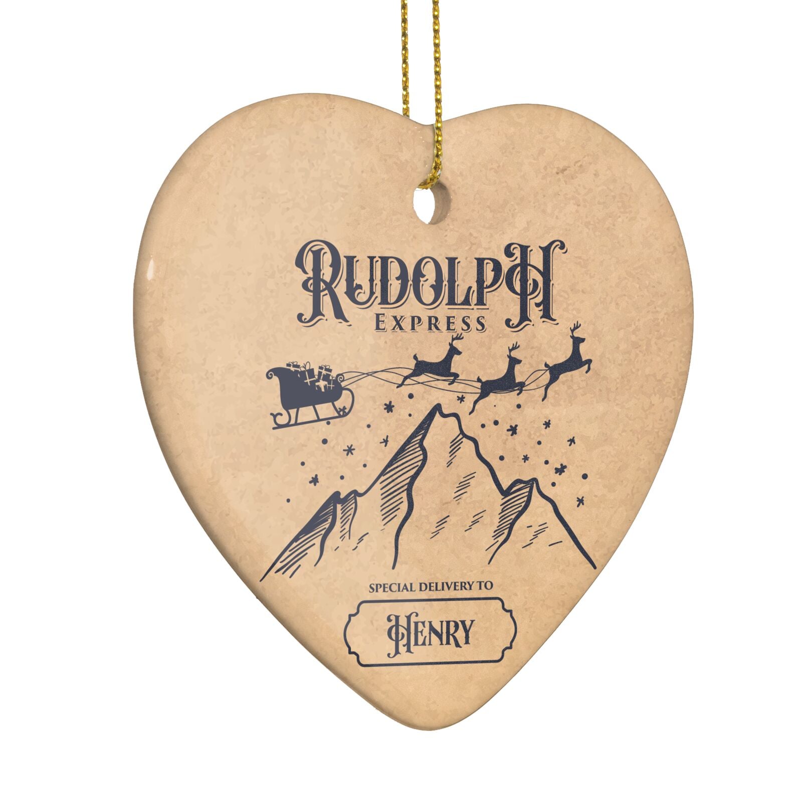 Rudolph Express Custom Heart Decoration Side Angle