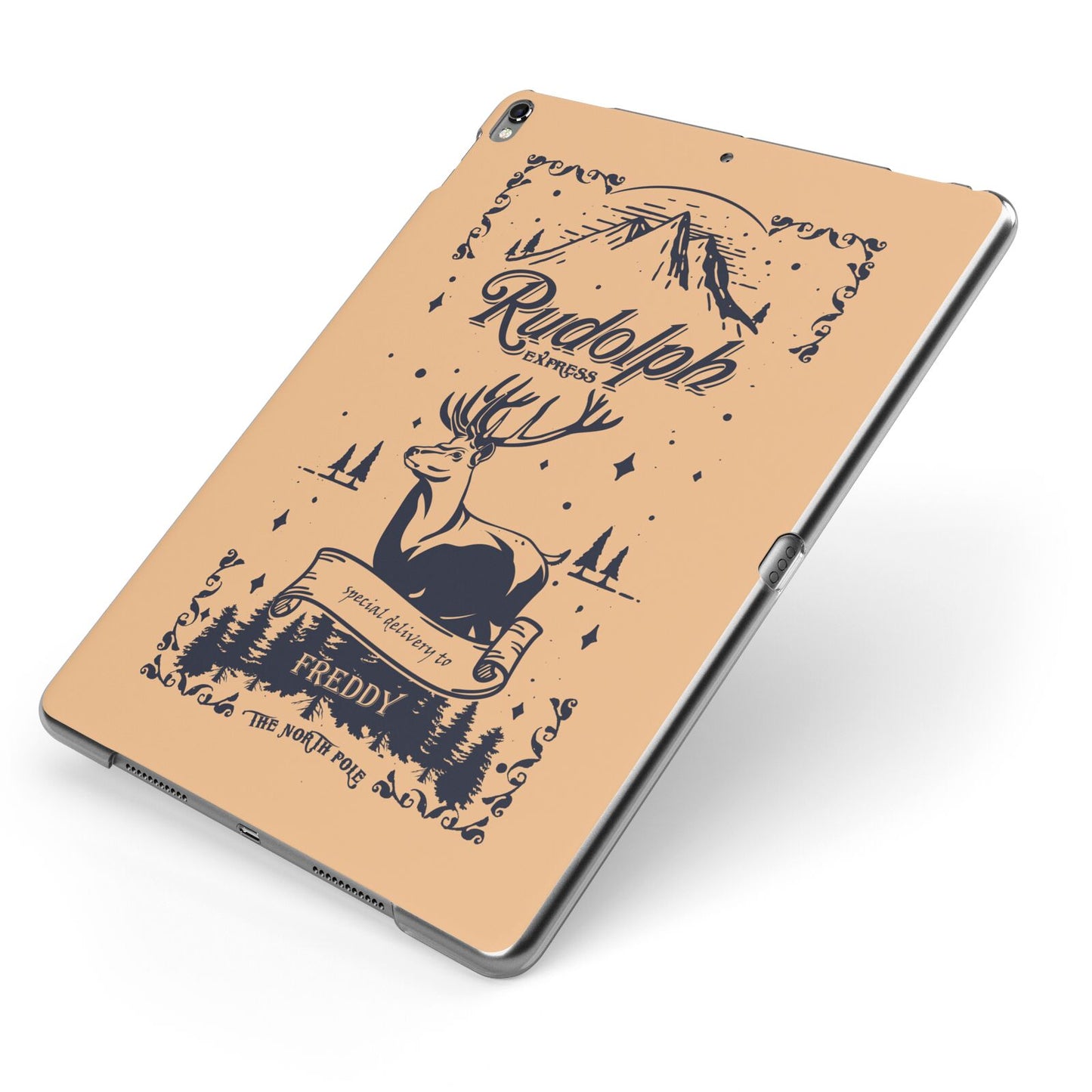 Rudolph Express Personalised Apple iPad Case on Grey iPad Side View