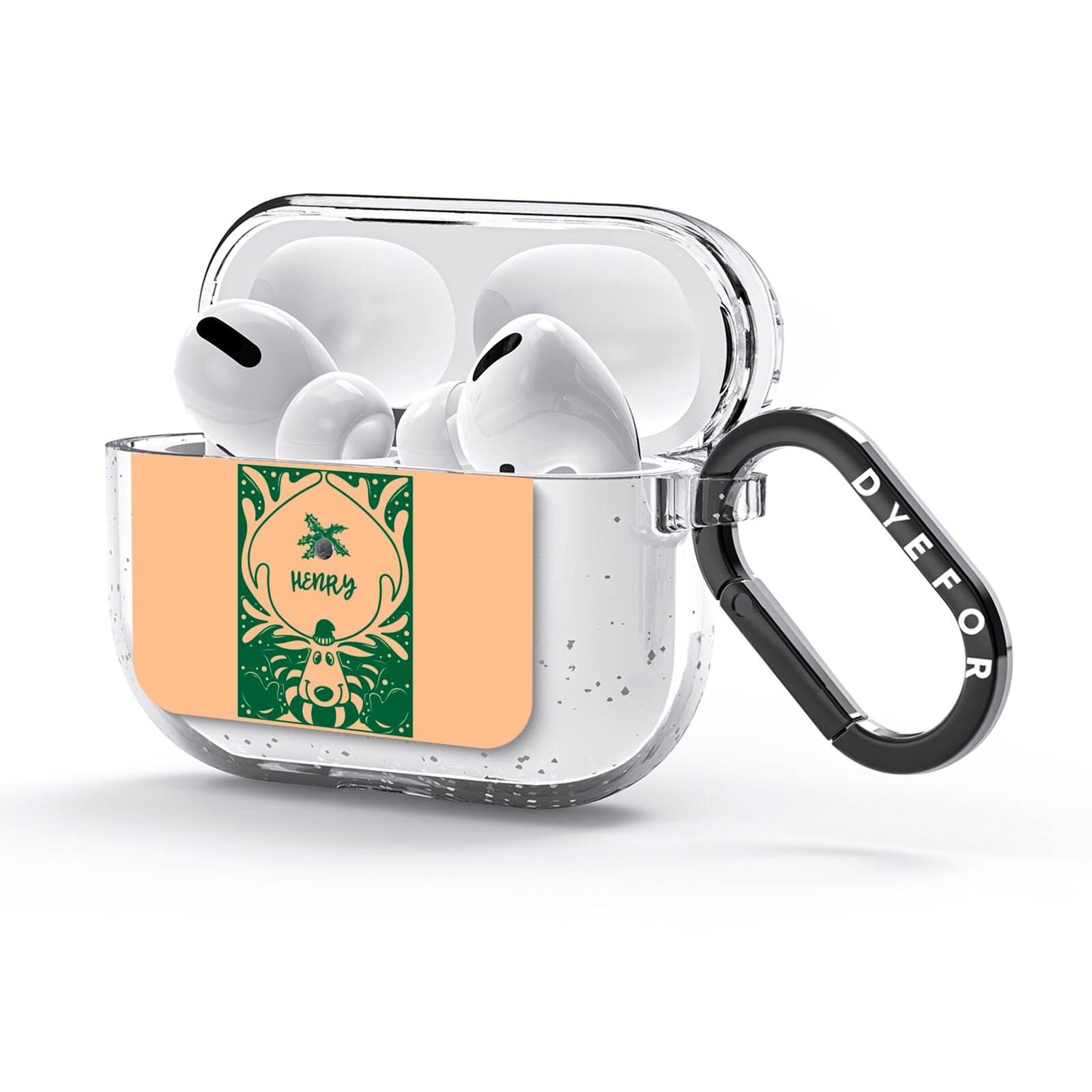 Rudolph Personalised AirPods Glitter Case 3rd Gen Side Image