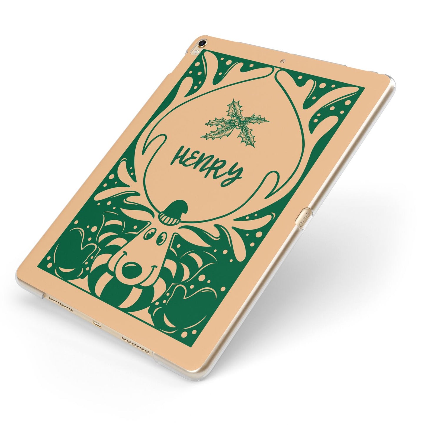 Rudolph Personalised Apple iPad Case on Gold iPad Side View