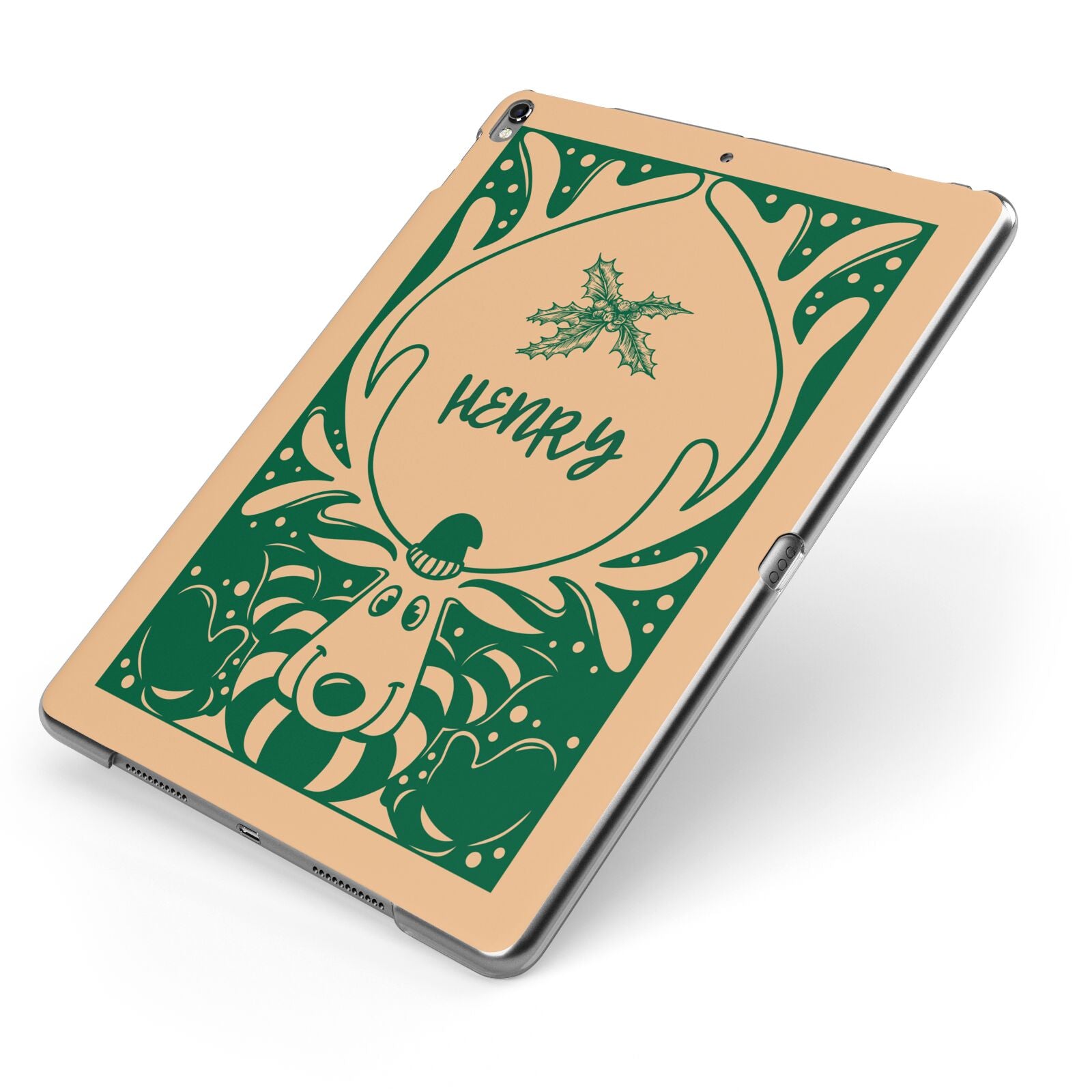 Rudolph Personalised Apple iPad Case on Grey iPad Side View